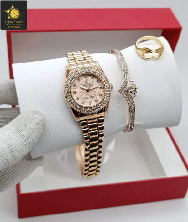 GIRL'S DUBBLE DIAMOND STONE ROLEX DATE JUST WATCH