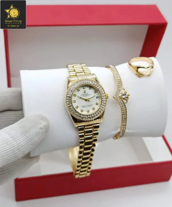 GIRL'S DUBBLE DIAMOND STONE ROLEX DATE JUST WATCH